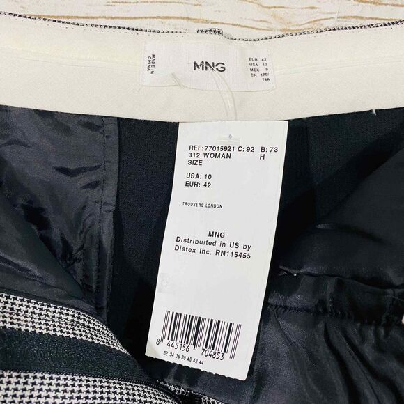 Mango Women's Gray Stripes Straight leg Casual Pants Size 10 NWT - Picture 2 of 5